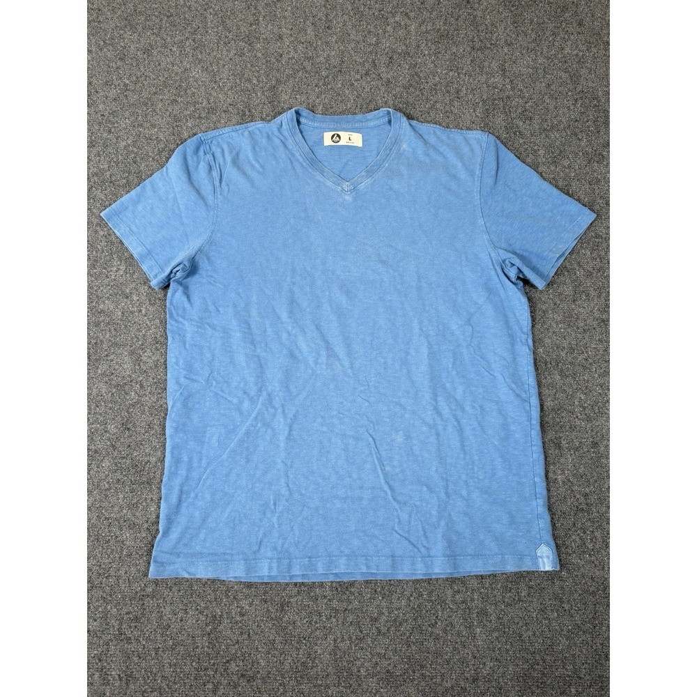 American Giant Mens Large Blue V Neck 100%‎ Cotton Made In USA T Shirt